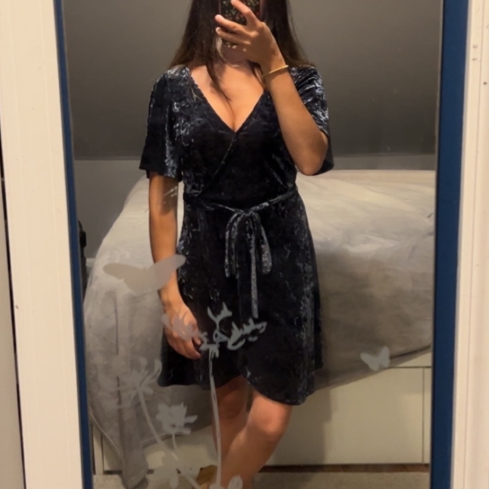AEO Blue Velvet Dress